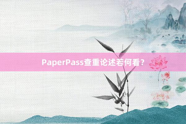 PaperPass查重论述若何看？