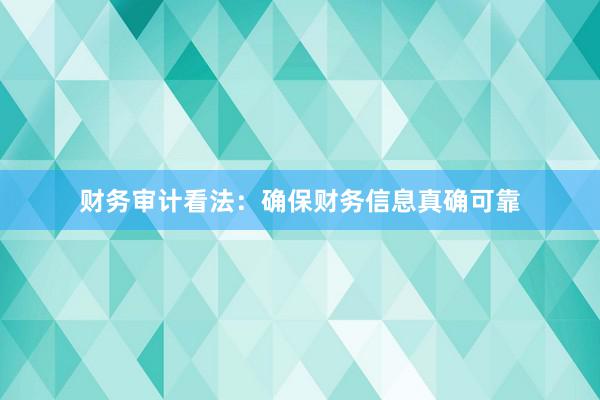 财务审计看法：确保财务信息真确可靠